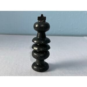 VTG Black Marble Stone Chess King Piece Hand Carved Replacement
